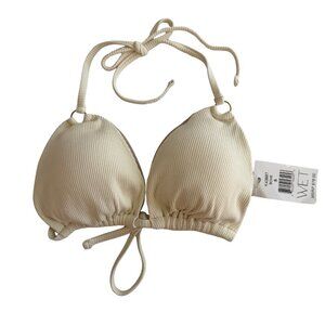 NWT WET Ribbed Triangle Bikini Top in Bone Sz. S